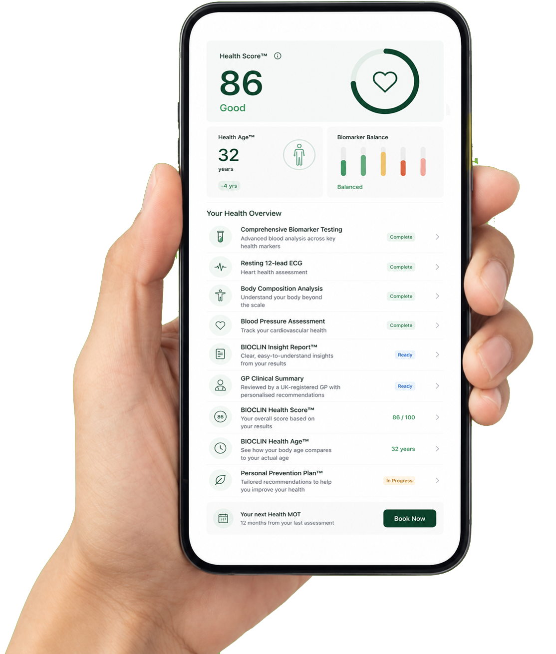 BIOCLIN app on a phone in hand